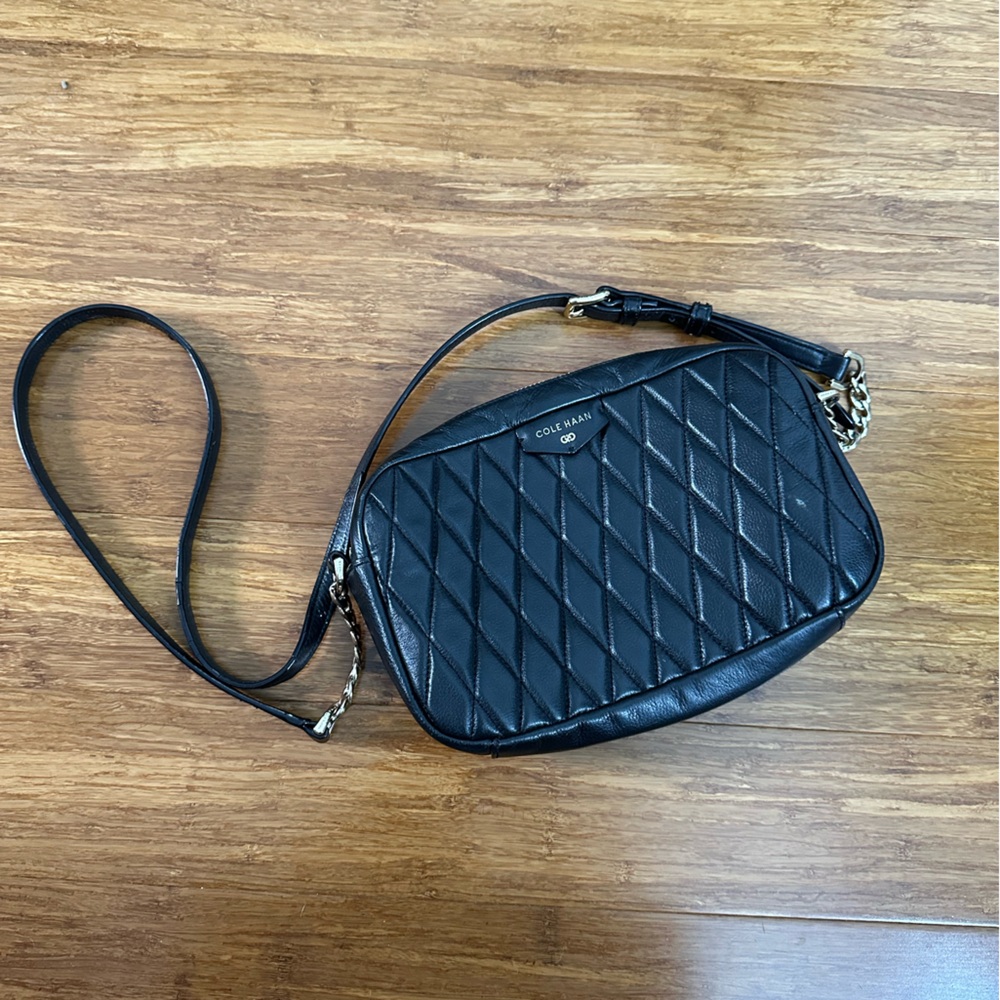 Cole Haan Simone Quilted Leather Crossbody Bag Black